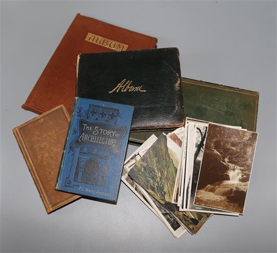 Postcards, autograph albums and leather bounds